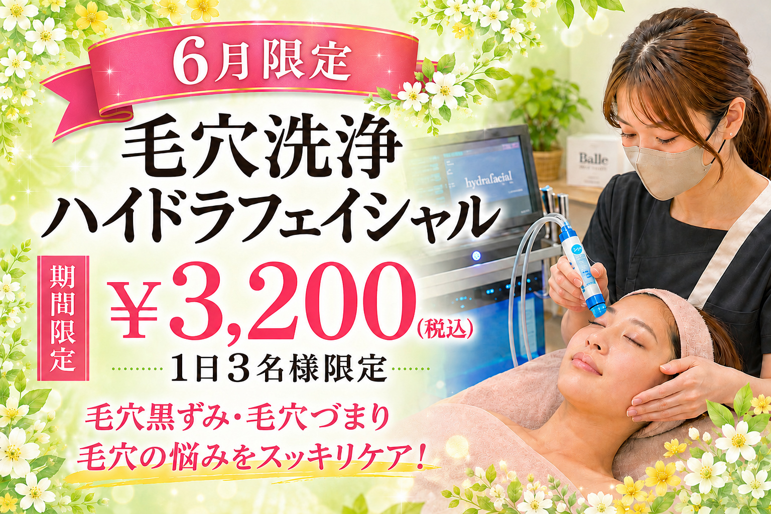 【6月限定¥3200】毛穴洗浄フェイシャル★短時間45分クイックケア